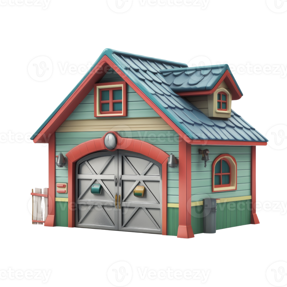Charming Cartoon Style Garage House Model png