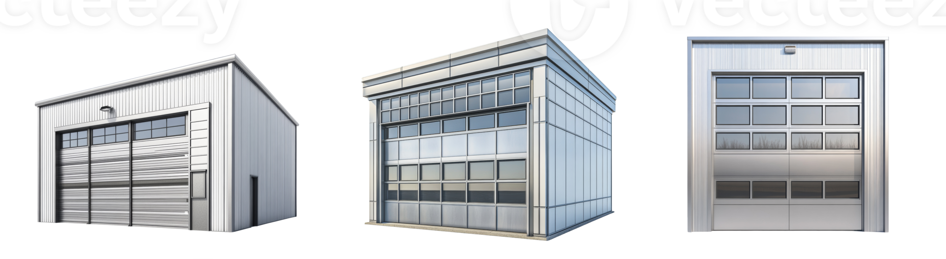 Three Modern Metal Garage Building Designs png