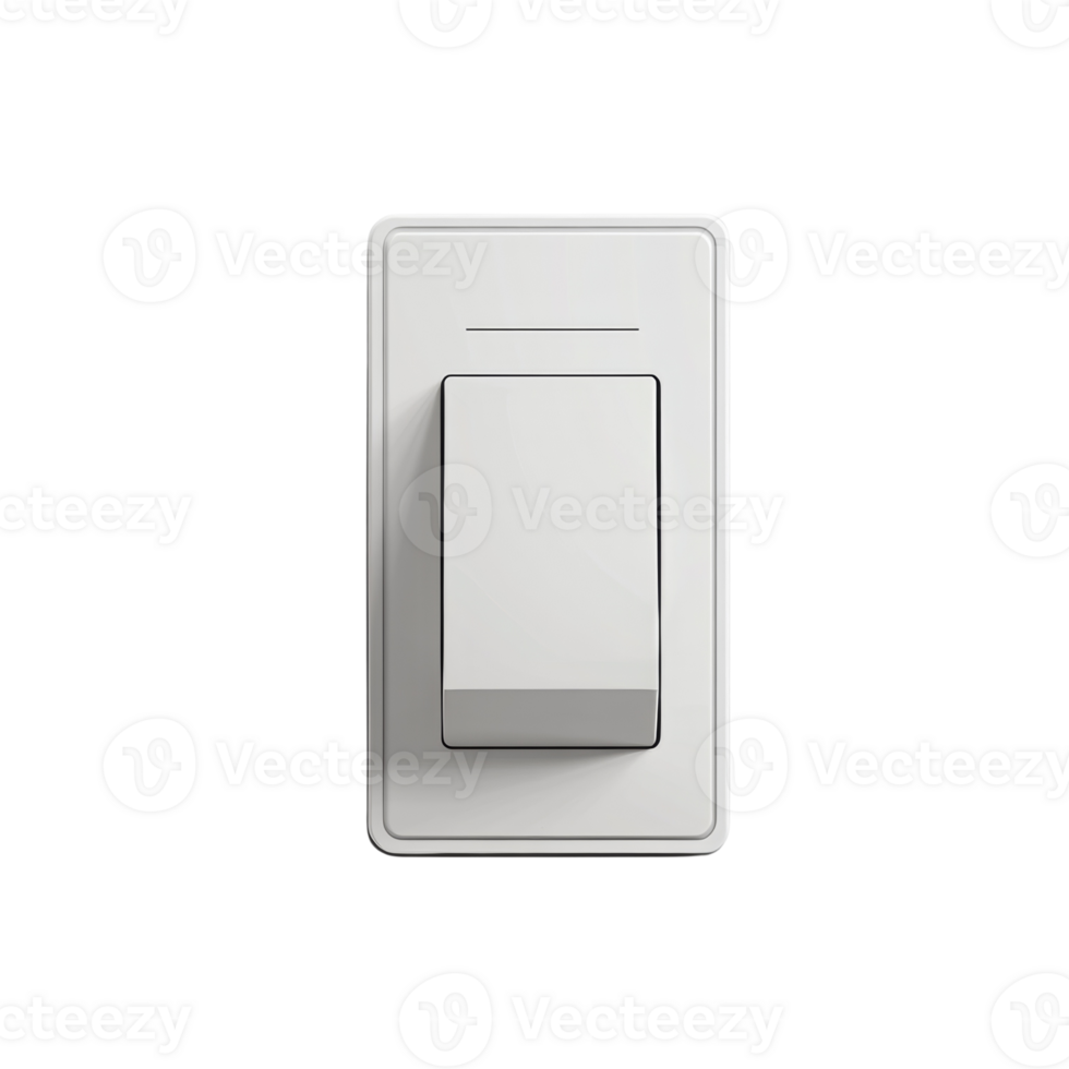 White Rectangular Toggle Light Switch Isolated png