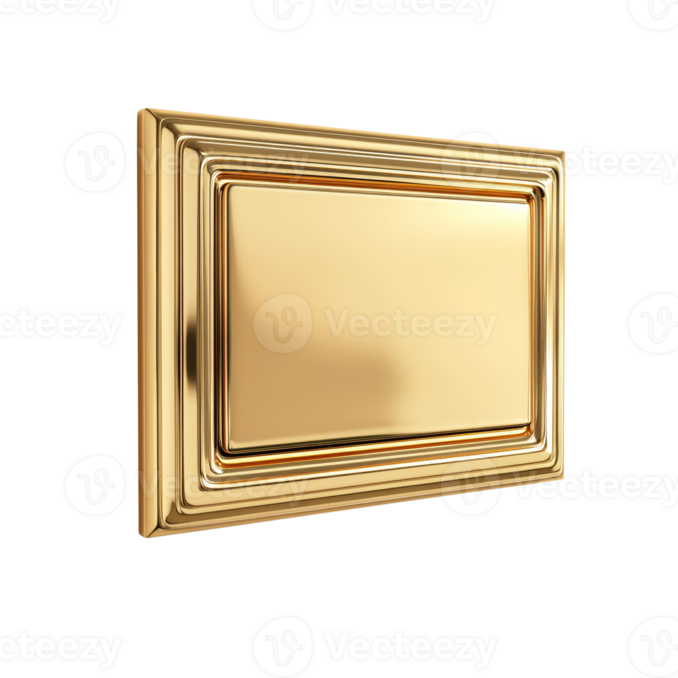 Golden Rectangular Frame with Blank Center Panel png