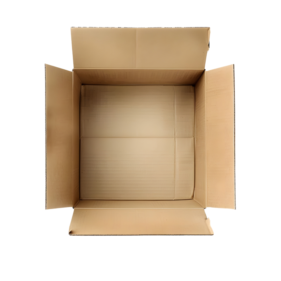 Open brown cardboard box isolated on transparent background. png