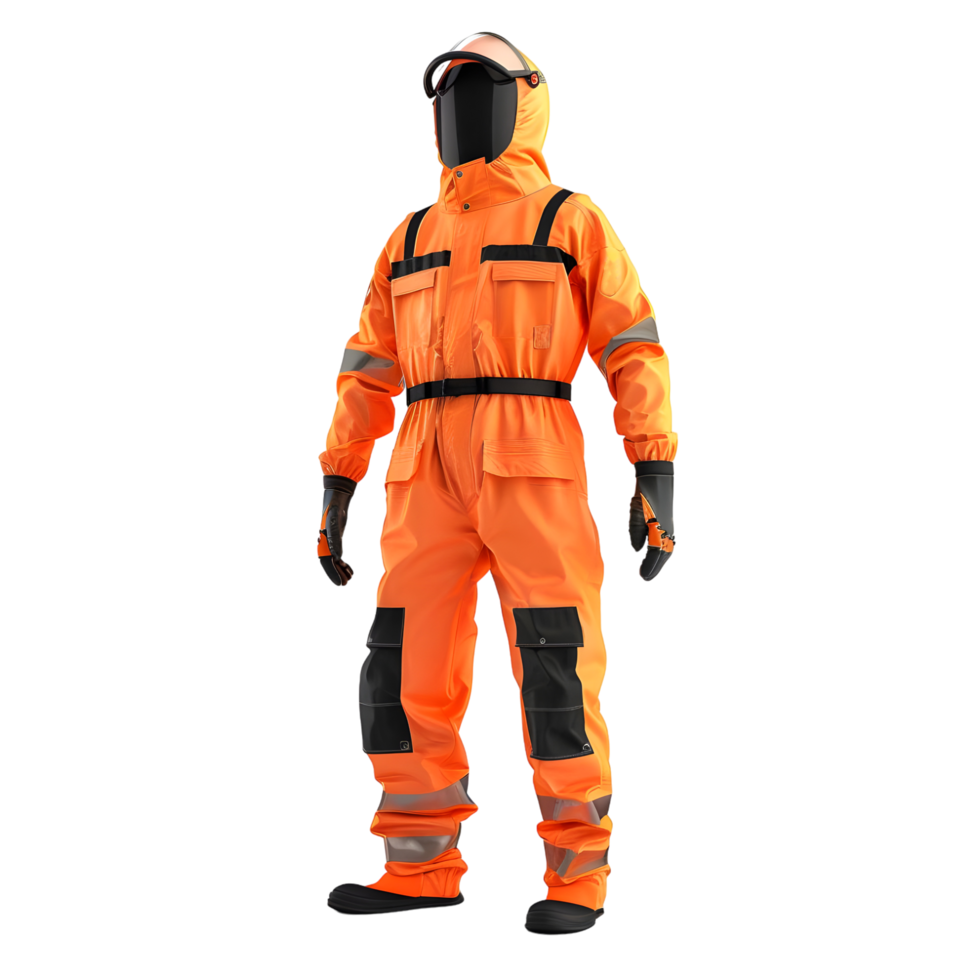 Orange astronaut suit with realistic details isolated on transparent background png