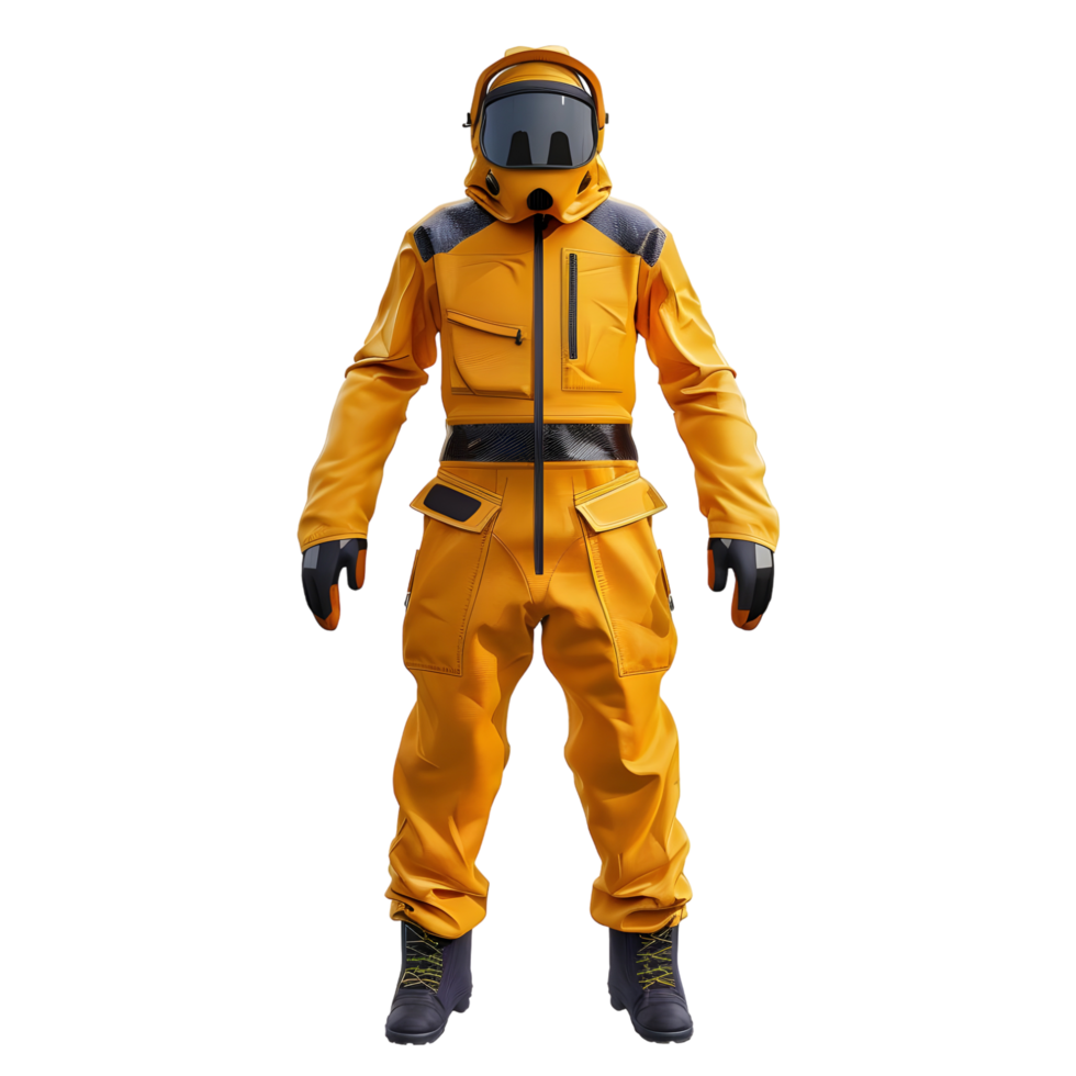 Modern Space Explorer in Detailed yellow Suit isolated on transparent background png