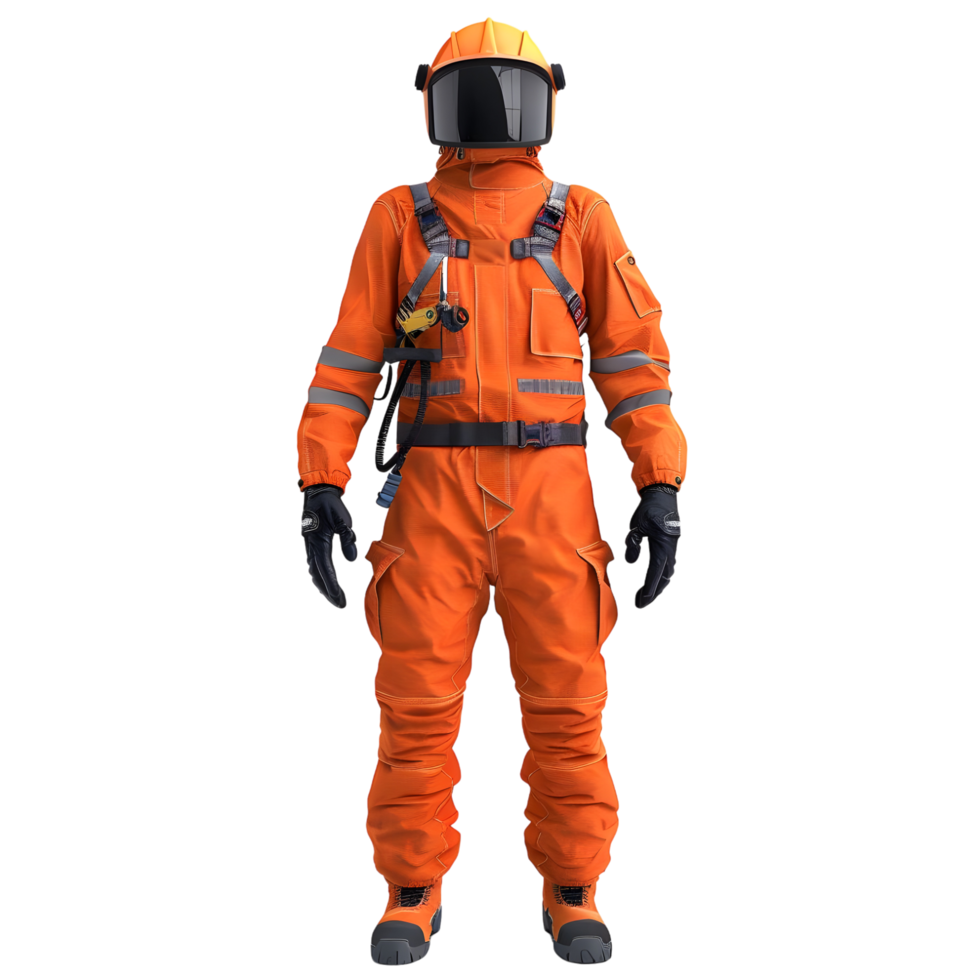 Astronaut in Orange Space Suit with Helmet isolated on transparent background png