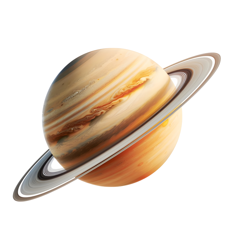 Saturn Planet with Rings in Realistic Rendering isolated on transparent background png