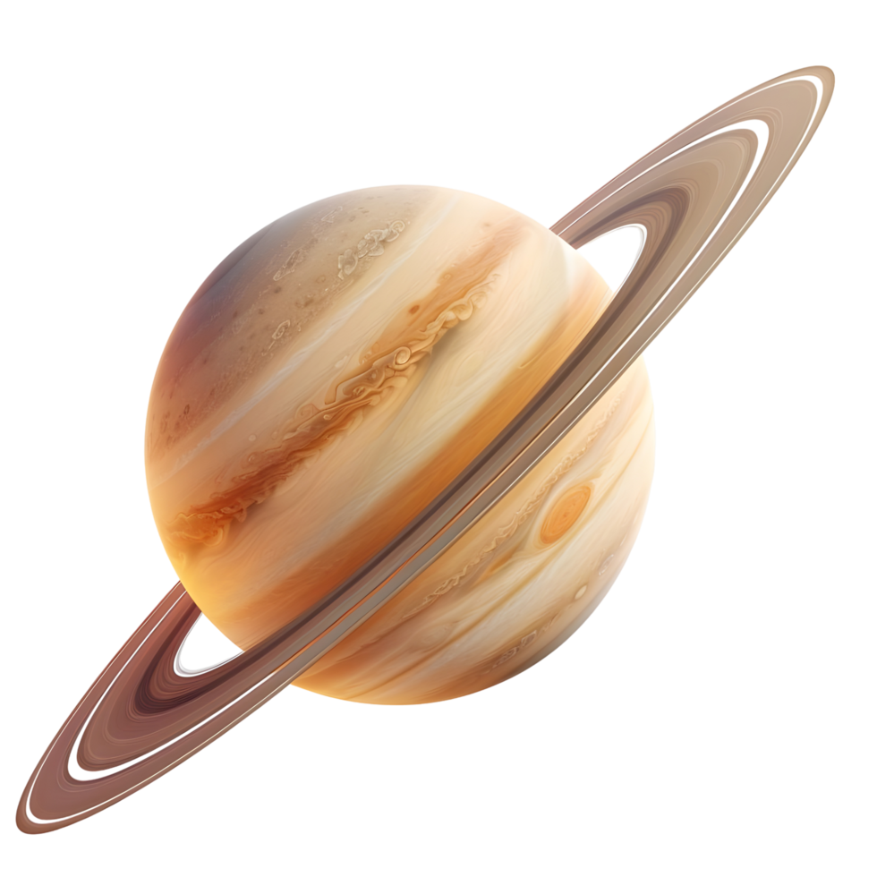 Planet Saturn with Ring System isolated on transparent background png