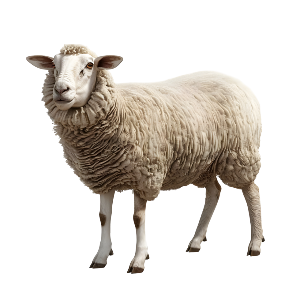 Sheep in Side Profile View with Detailed Texture isolated on transparent background png