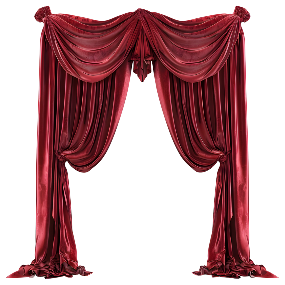 Luxurious Red Drapes with Detailed Folds isolated on transparent background png