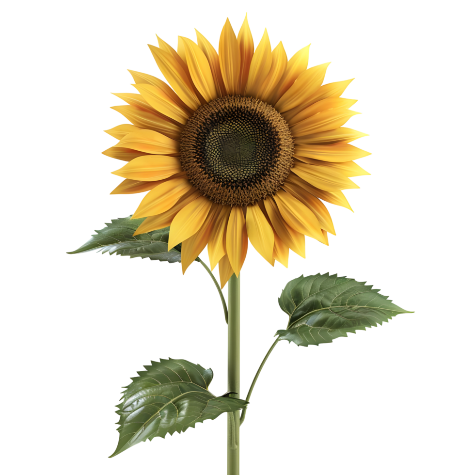 Tall Sunflower Blooming with Vibrant Colors isolated on transparent background png
