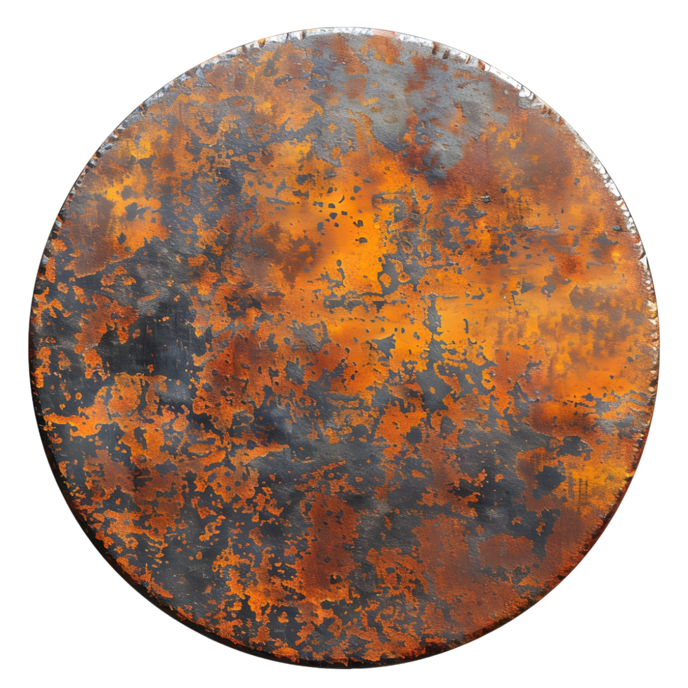 Rusted Metal Texture with Circular Pattern isolated on transparent background png