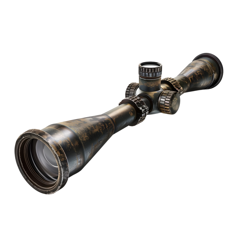 Vintage monocular with brass finish isolated on transparent background png