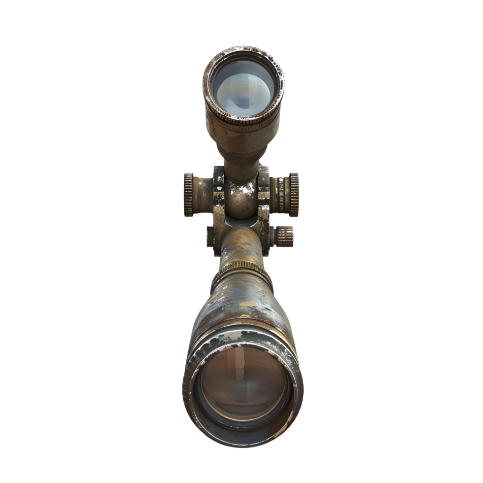 Retro-style brass telescope with intricate design isolated on transparent background png