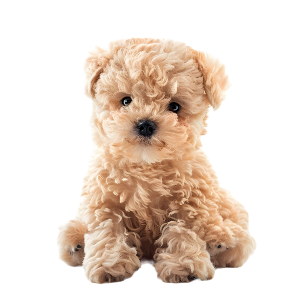 Adorable fluffy toy puppy isolated on transparent background. png