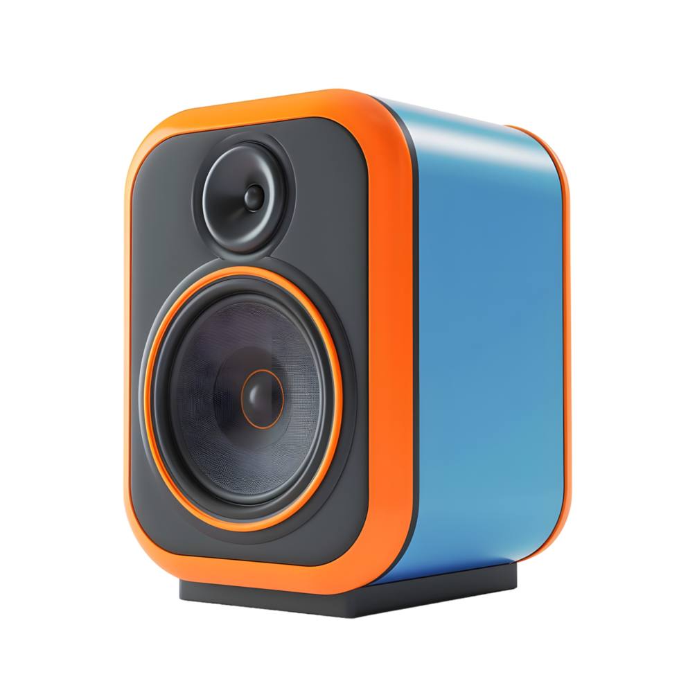 a speaker with orange and blue accents png