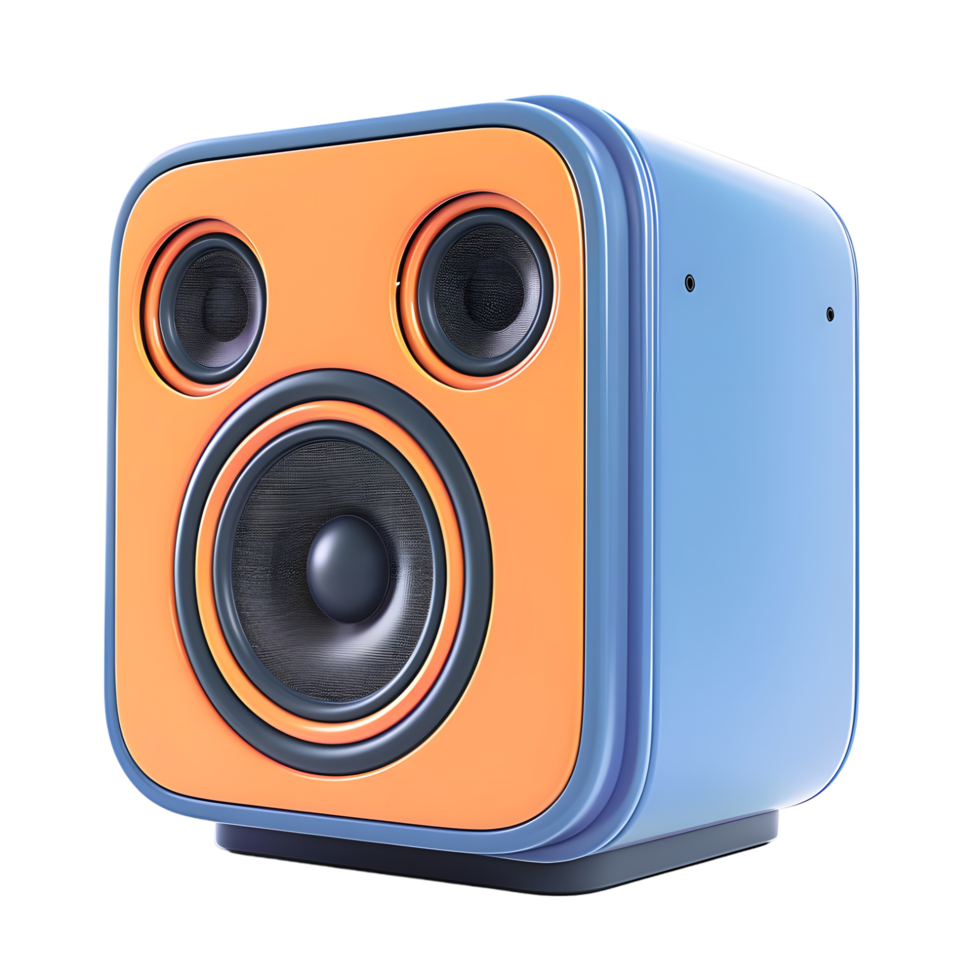 Compact orange Bluetooth speaker isolated on transparent background. png