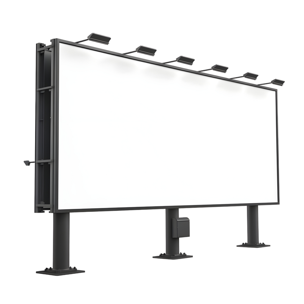 Large Blank Billboard with Spotlights Isolated on Transparent Background png