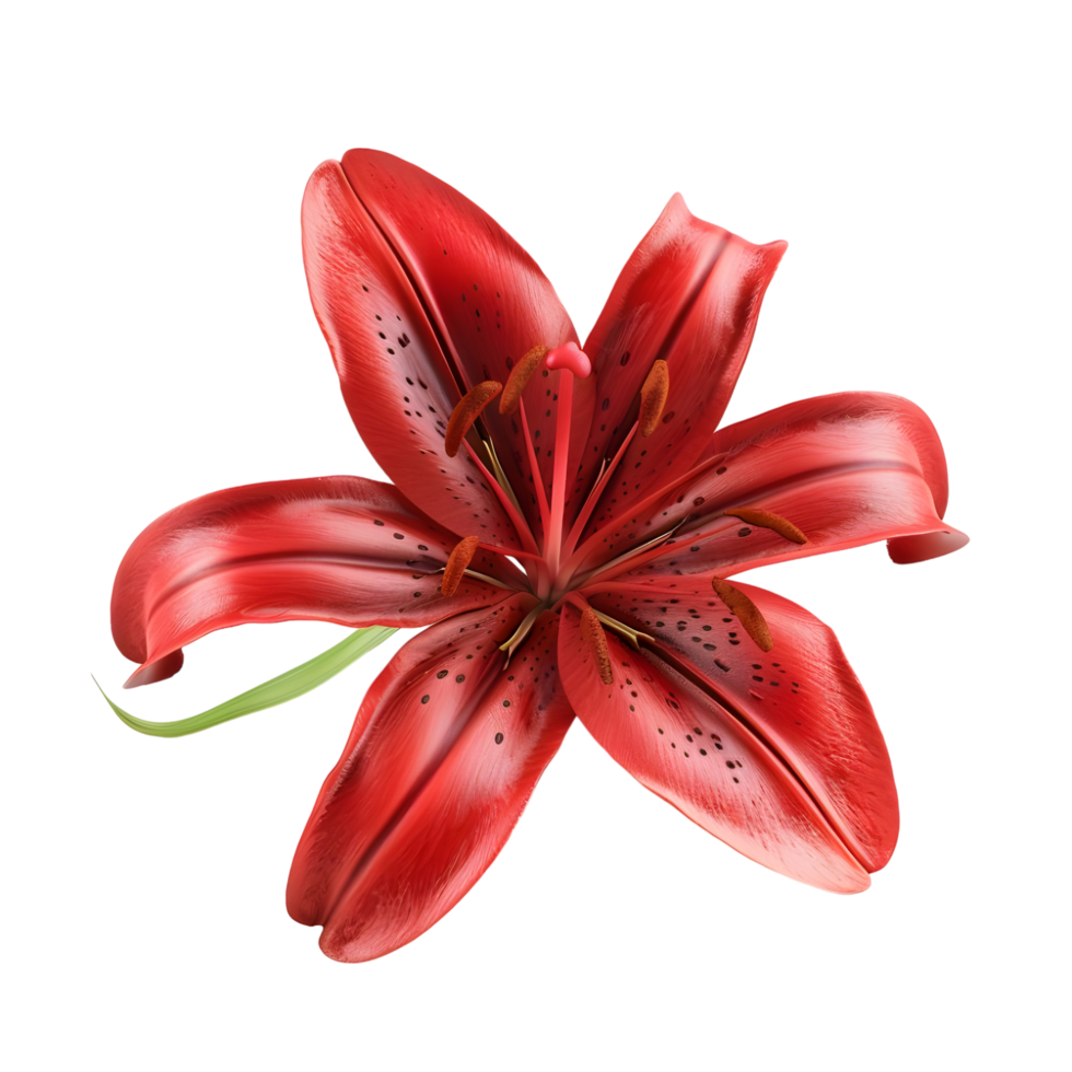 Red Lily Flower with Sharp Petal Details Isolated on Transparent Background png