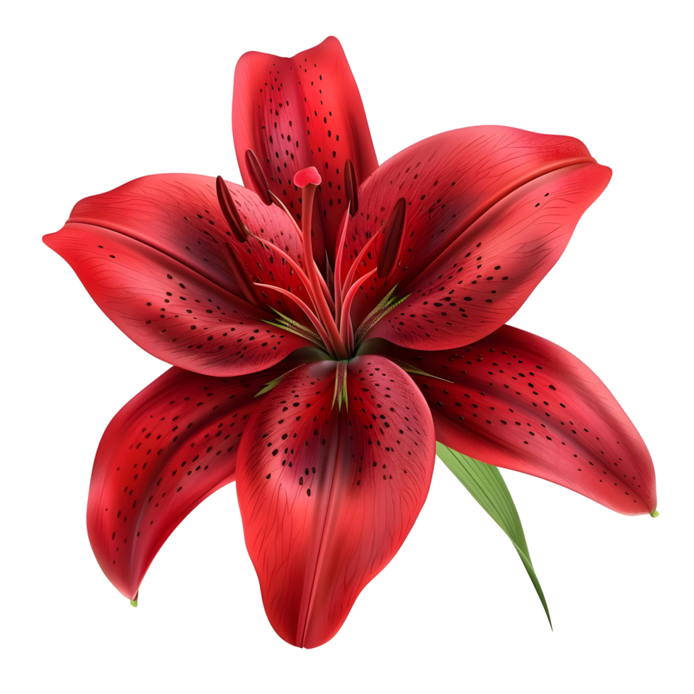 Vibrant Red Lily in Close-Up Isolated on Transparent Background png