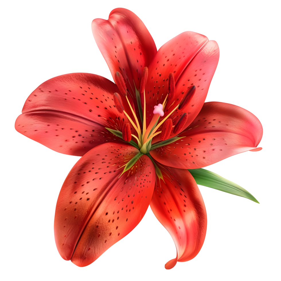 Vibrant Red Lily Flower Isolated on Transparent Background png