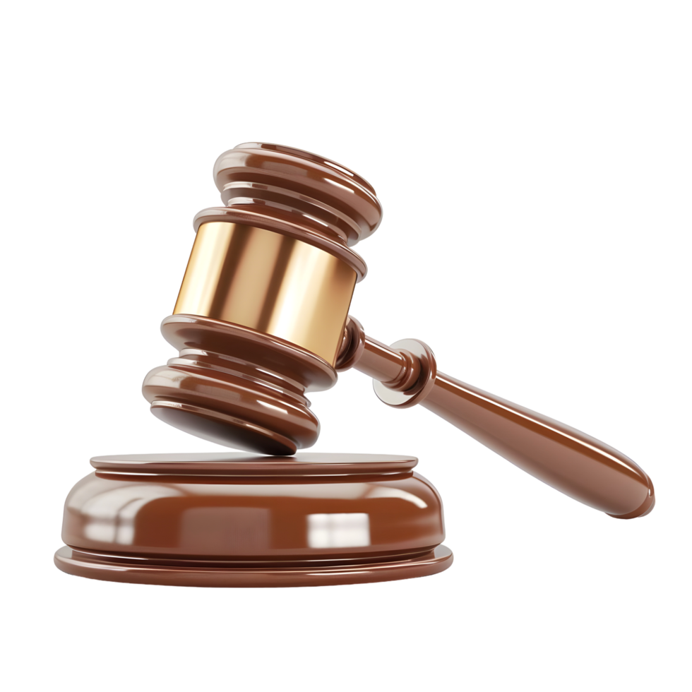 Gavel and sound block representing justice isolated on transparent background png