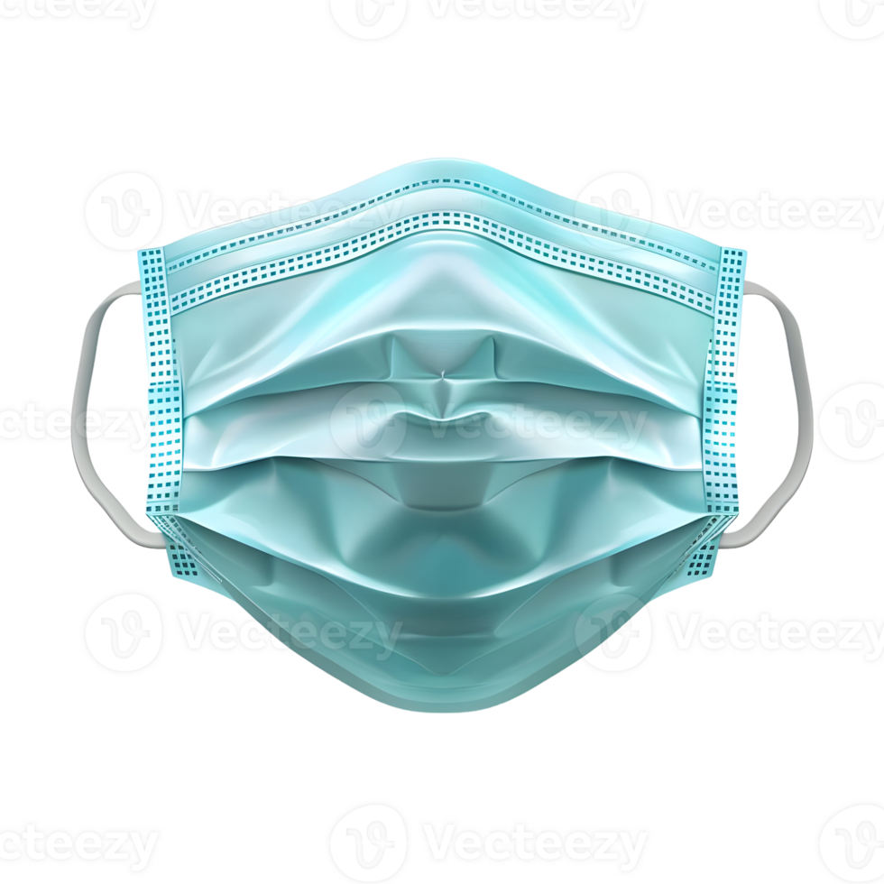 Folded protective face mask in soft blue color isolated on transparent background png