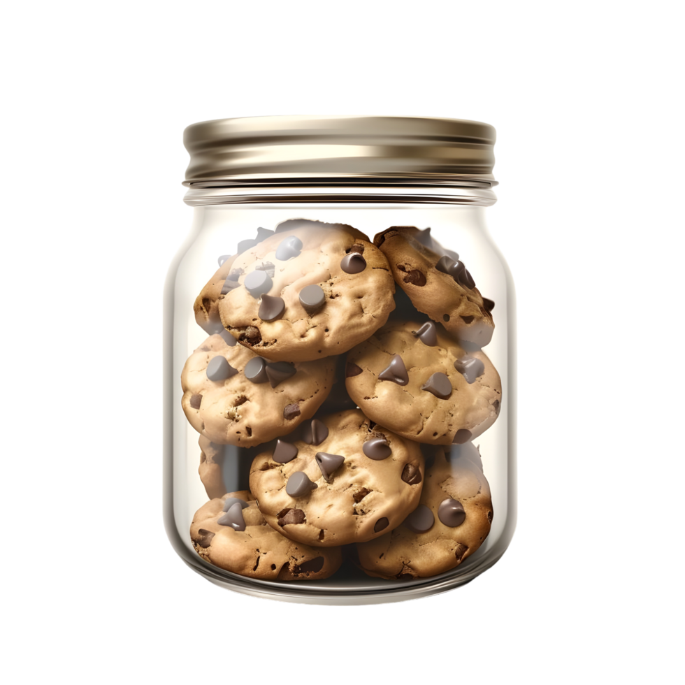 Jar Packed with Chocolate Chip Cookies Isolated on Transparent Background png