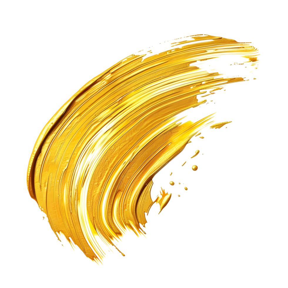 Abstract Yellow Paint Splash with Thick Strokes Isolated on Transparent Background png