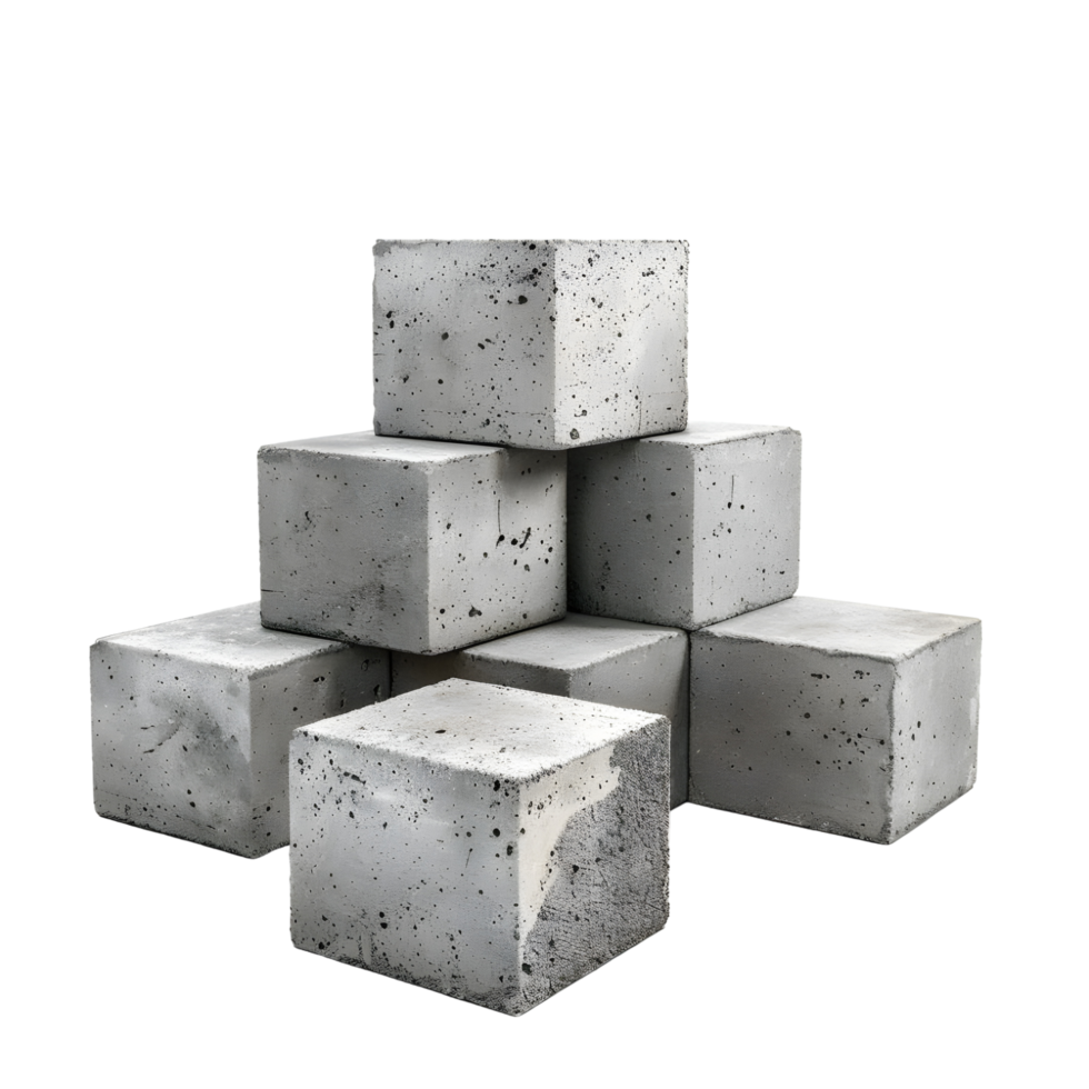 Stack of Concrete Blocks Arranged in a Pyramid Isolated on Transparent Background png