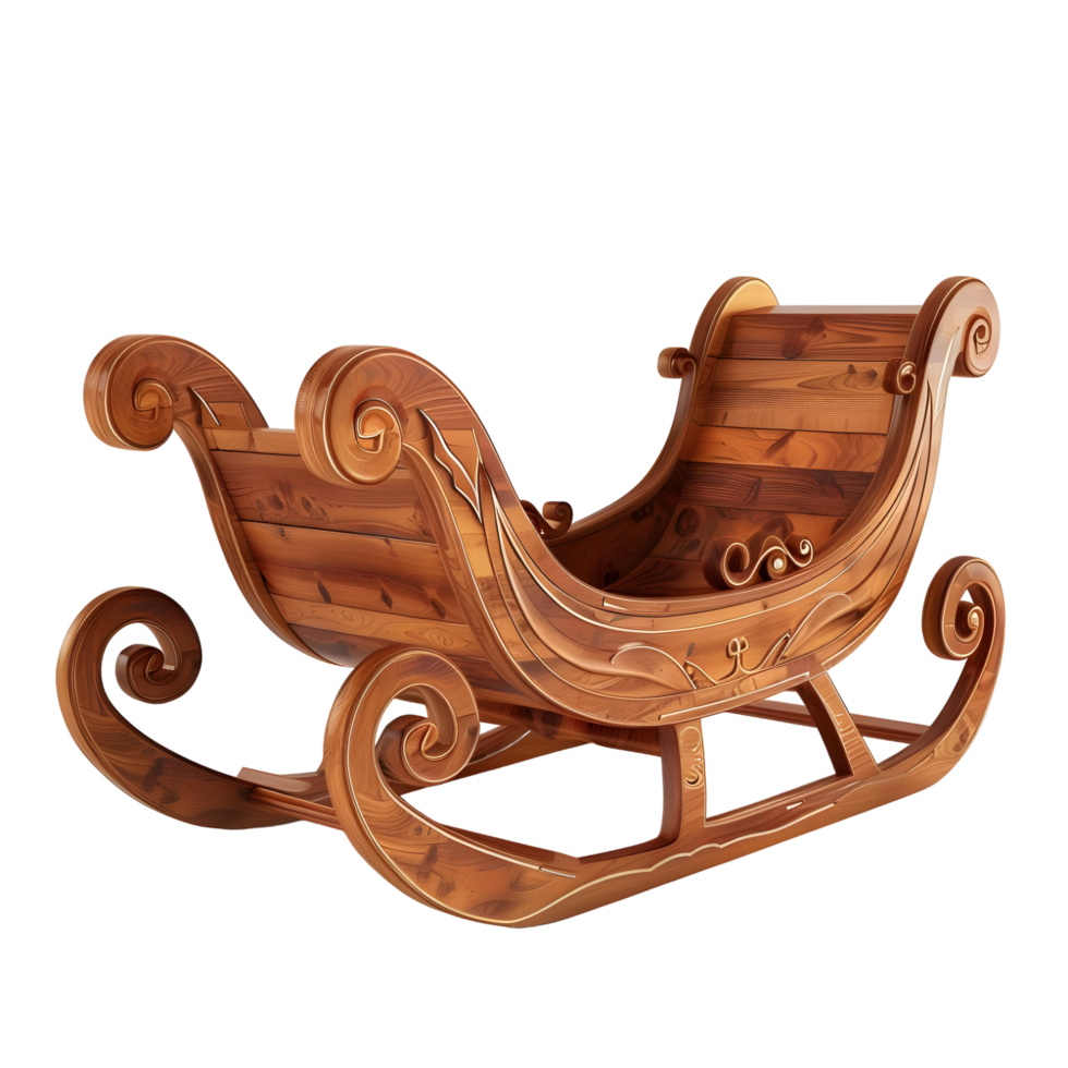 Vintage wooden sleigh for decoration isolated on transparent background. png