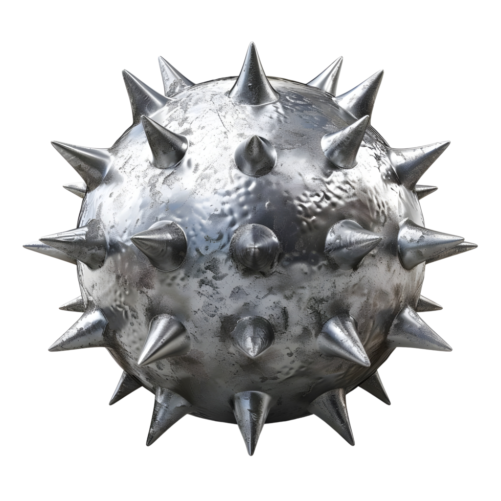 Spiked medieval mace ball isolated on transparent background. png