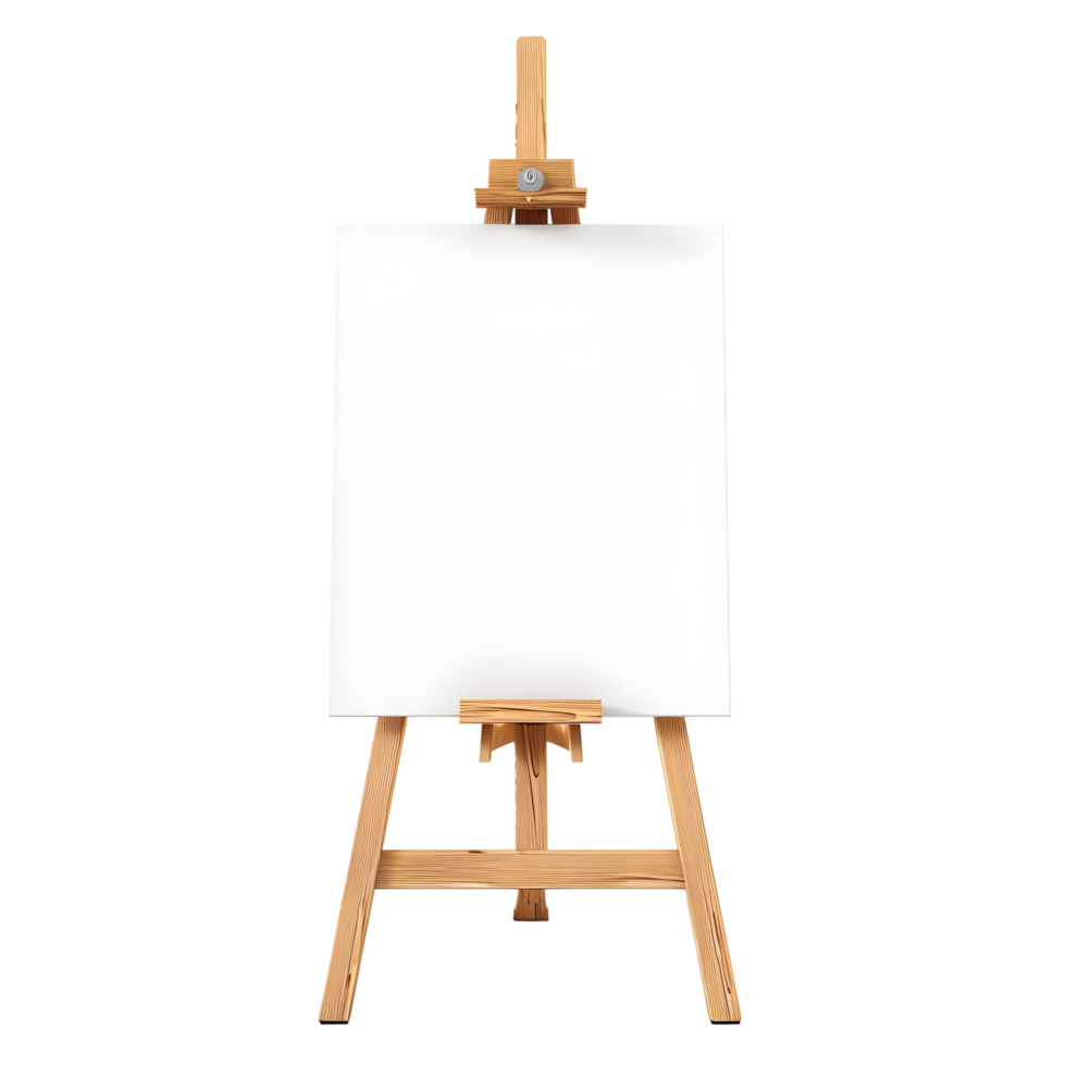 Wooden easel stand for painting isolated on transparent background. png