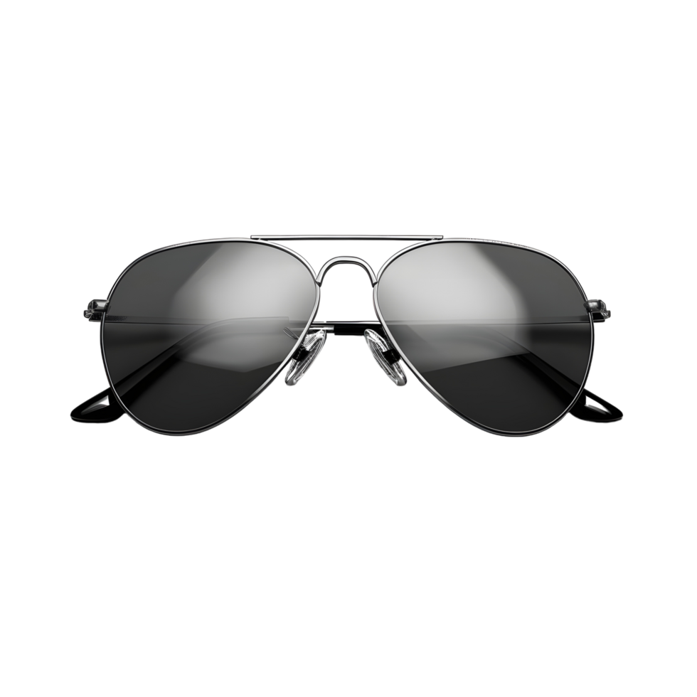 Fashionable silver aviator sunglasses isolated on transparent background. png