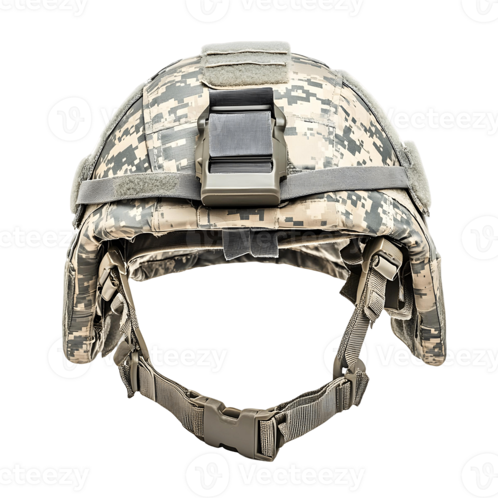 Camouflage helmet equipped with a camera and sturdy strap png