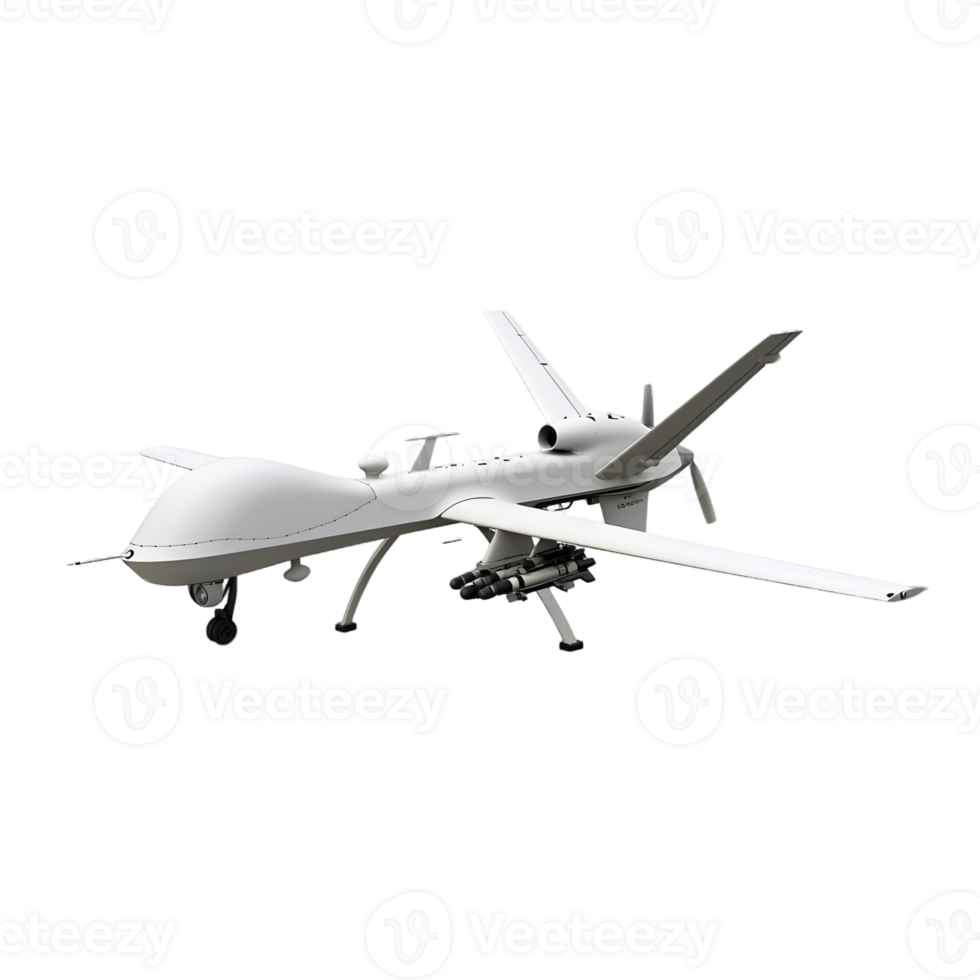 A white military drone on a black background png