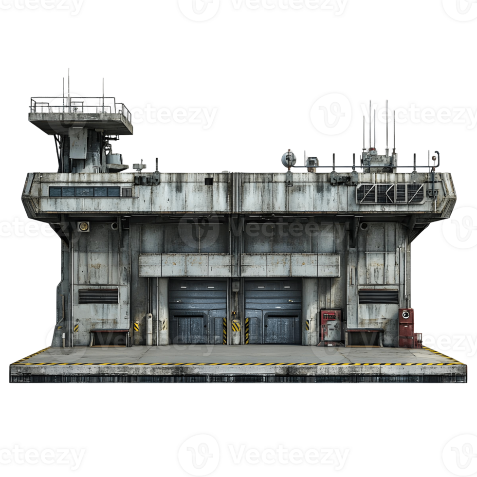 A large industrial building with a large crane on top png