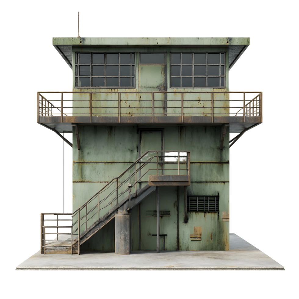 A green building with stairs and a ladder png