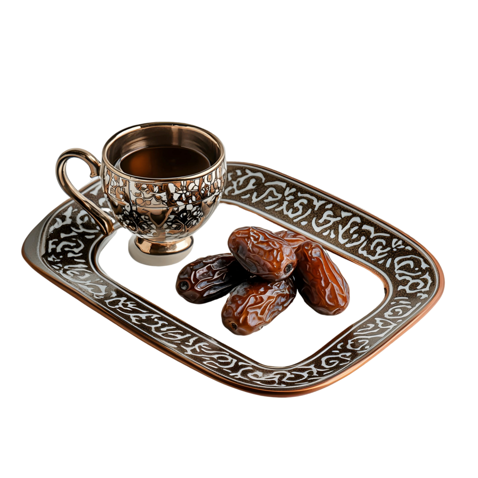 A tray with dates and a cup of tea png