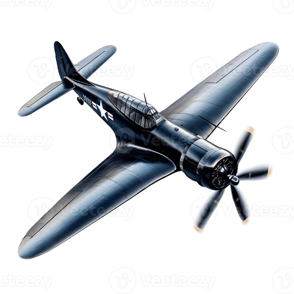A blue airplane with propellers flying in the air png