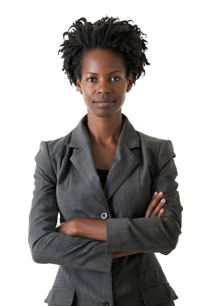 Young african american woman in a business suit png
