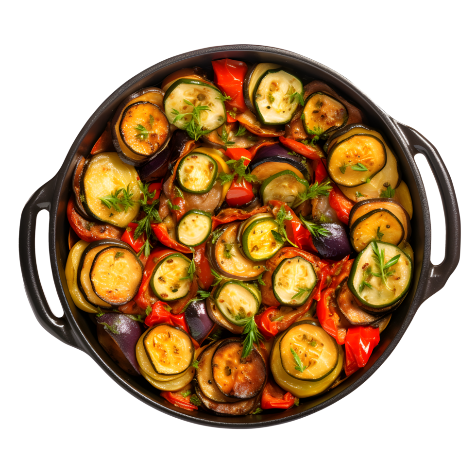 a pan full of vegetables on a white background png