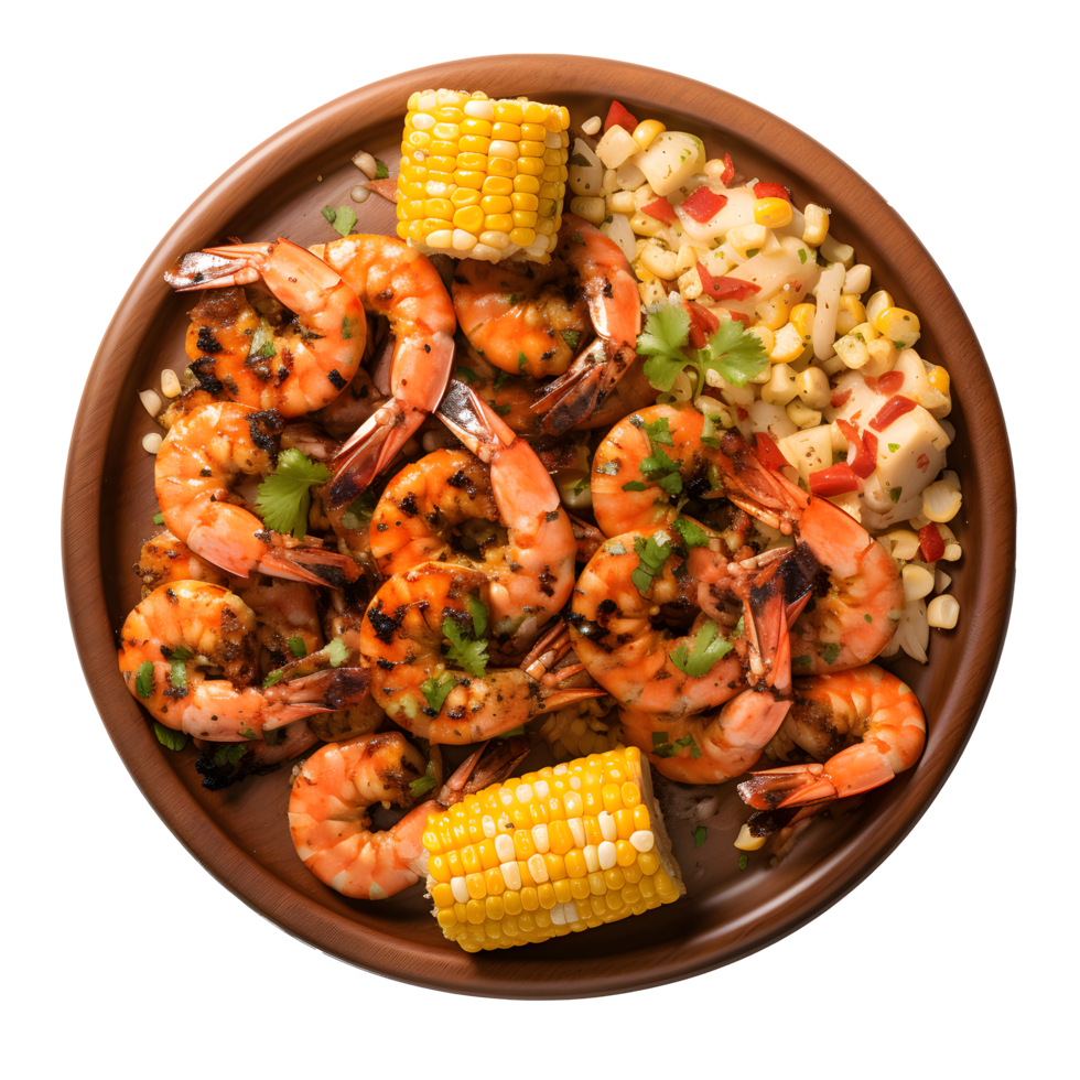 grilled shrimp and corn on the cob png