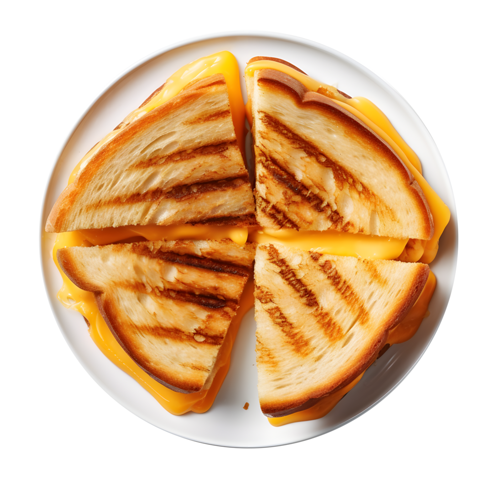 grilled cheese sandwich on a plate with a cut in it png
