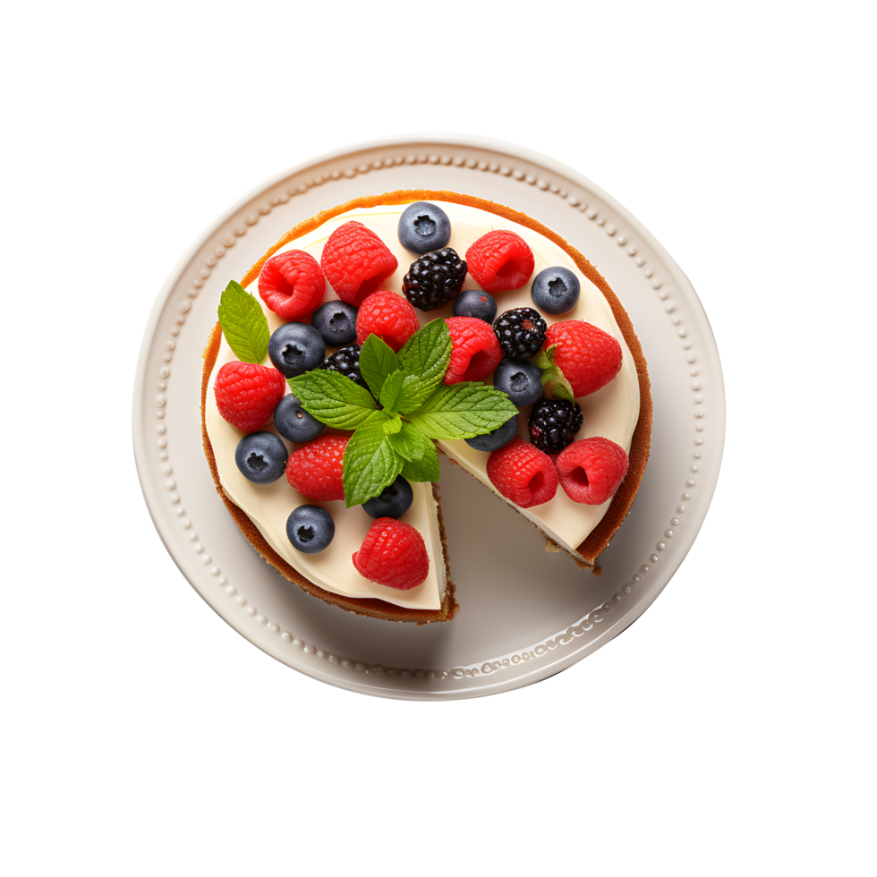 fresh fruit cake with cream cheese frosting on white plate png