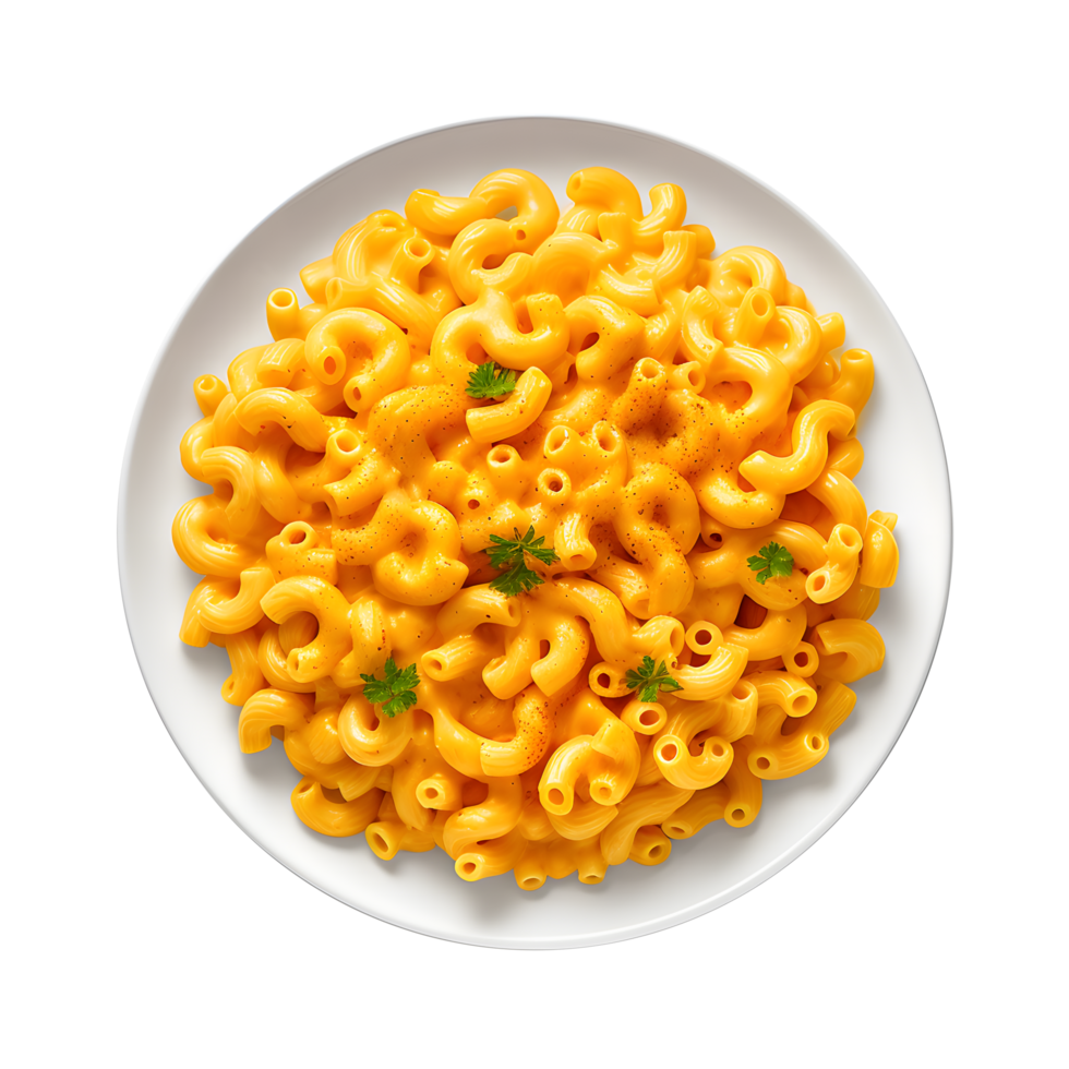 macaroni and cheese on a plate on a white background png