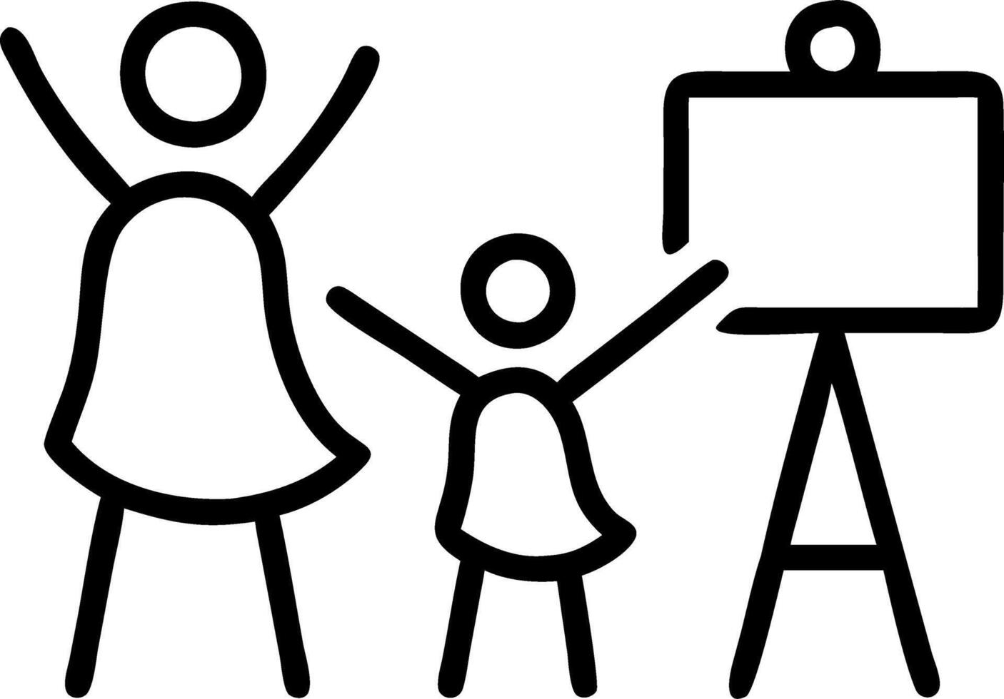 Family painting together on a large canvas environment of creativity and joy copy space on left. Set 3 vector