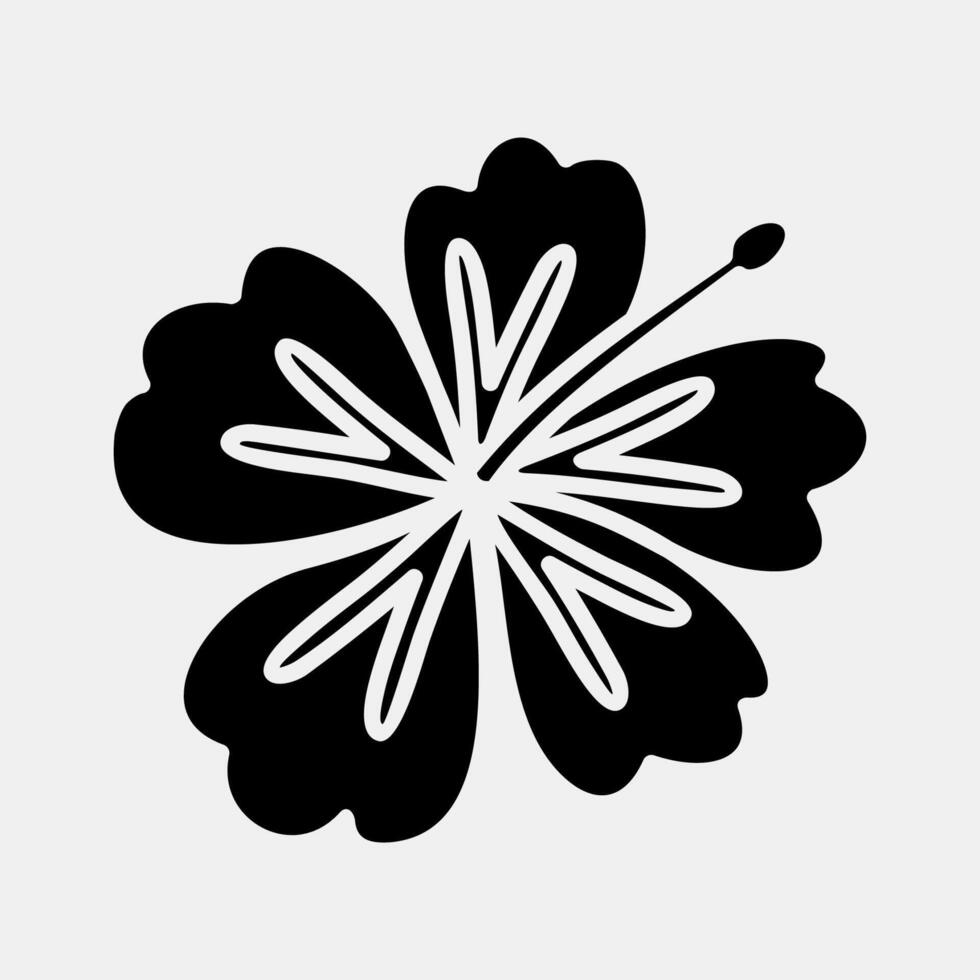 Icon hibiscus. Beautiful flowers elements. Icon in glyph style. vector