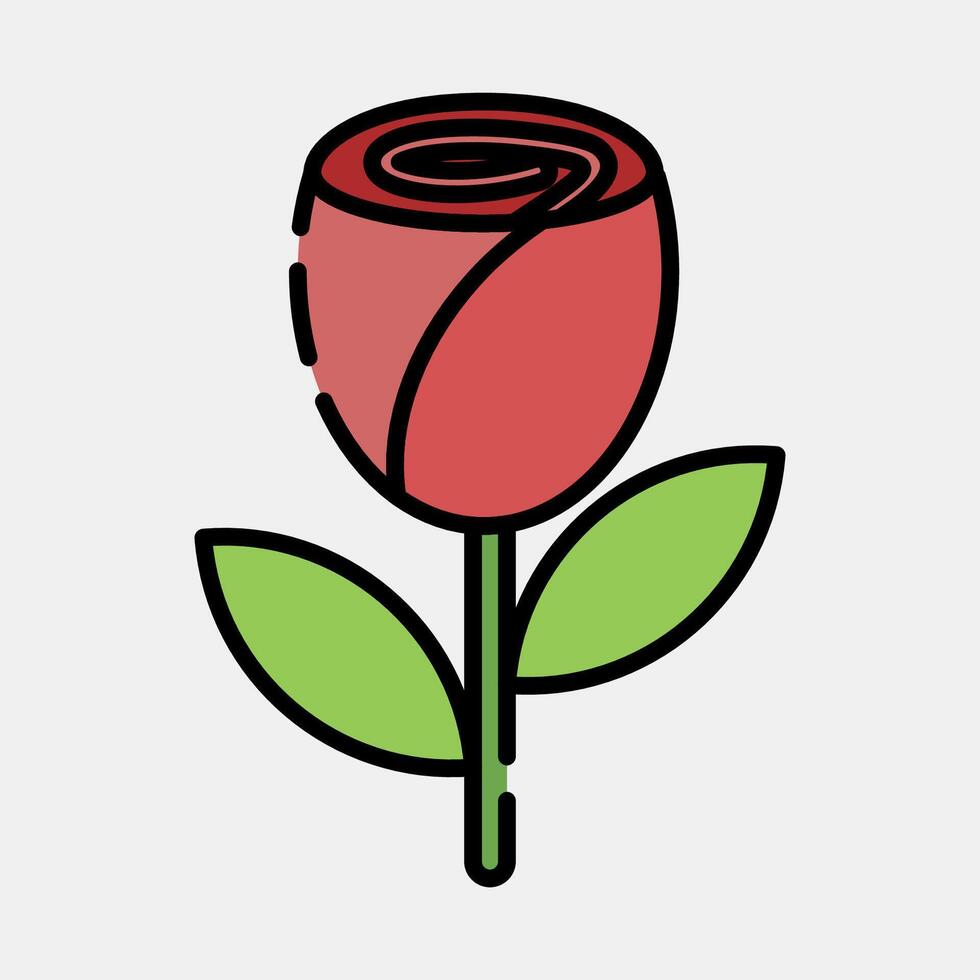 Icon rose. Beautiful flowers elements. Icon in filled line style. vector