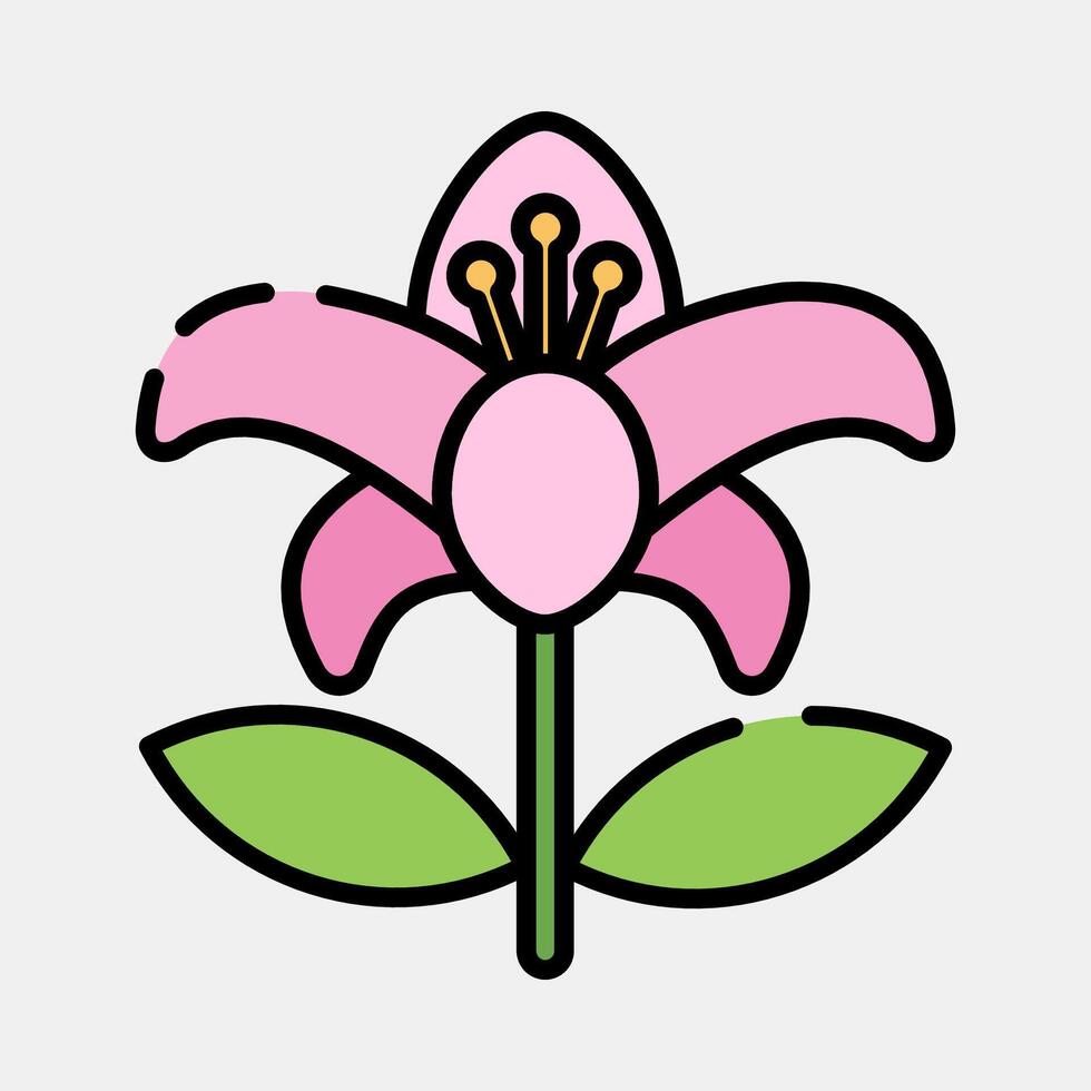 Icon lily. Beautiful flowers elements. Icon in filled line style. vector