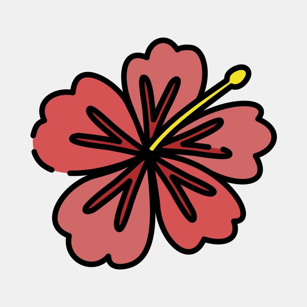 Icon hibiscus. Beautiful flowers elements. Icon in filled line style. vector