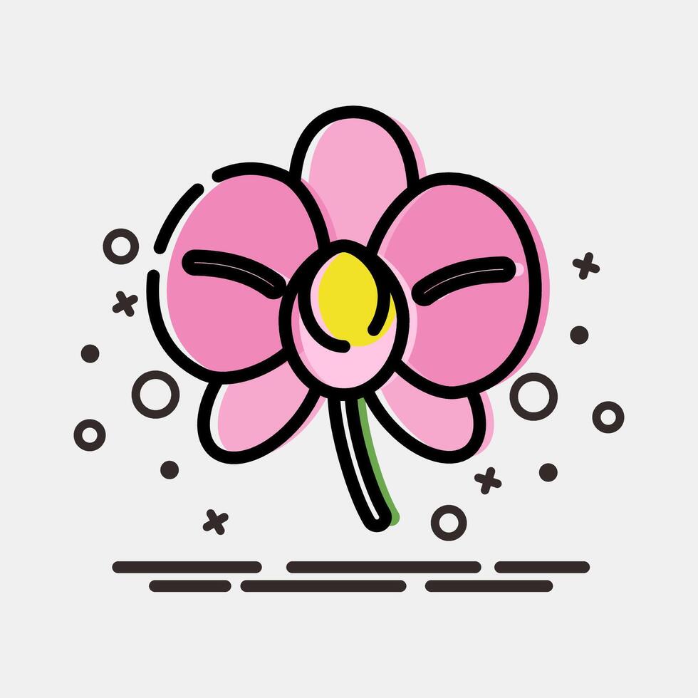 Icon orchid. Beautiful flowers elements. Icon in MBE style. vector